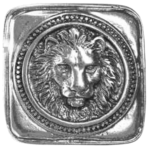 Löwenkopf auf silber Platte
